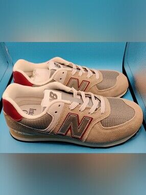 New Balance 574 Beige & Gray Logo Sneakers